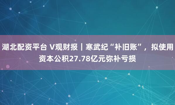 湖北配资平台 V观财报|寒武纪“补旧账”,拟使用资本公积27.78亿元弥补亏损